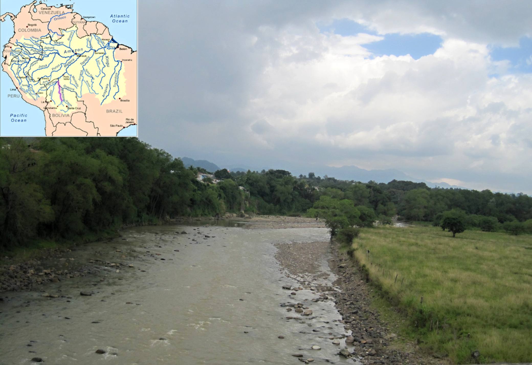 5. Rio Marmoré preteká z väčšej časti Bolíviou, kde preteká savanami a lesmi, v ďalšej časti potom Brazíliou.