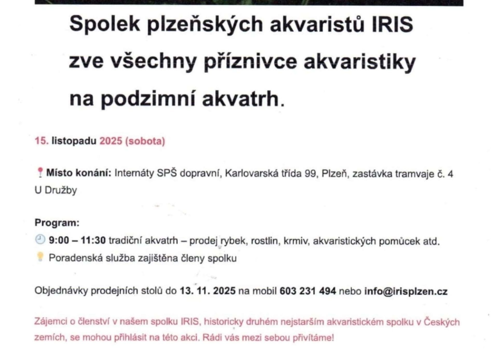 Plzeň Aquarium Exchange 15.11.2025