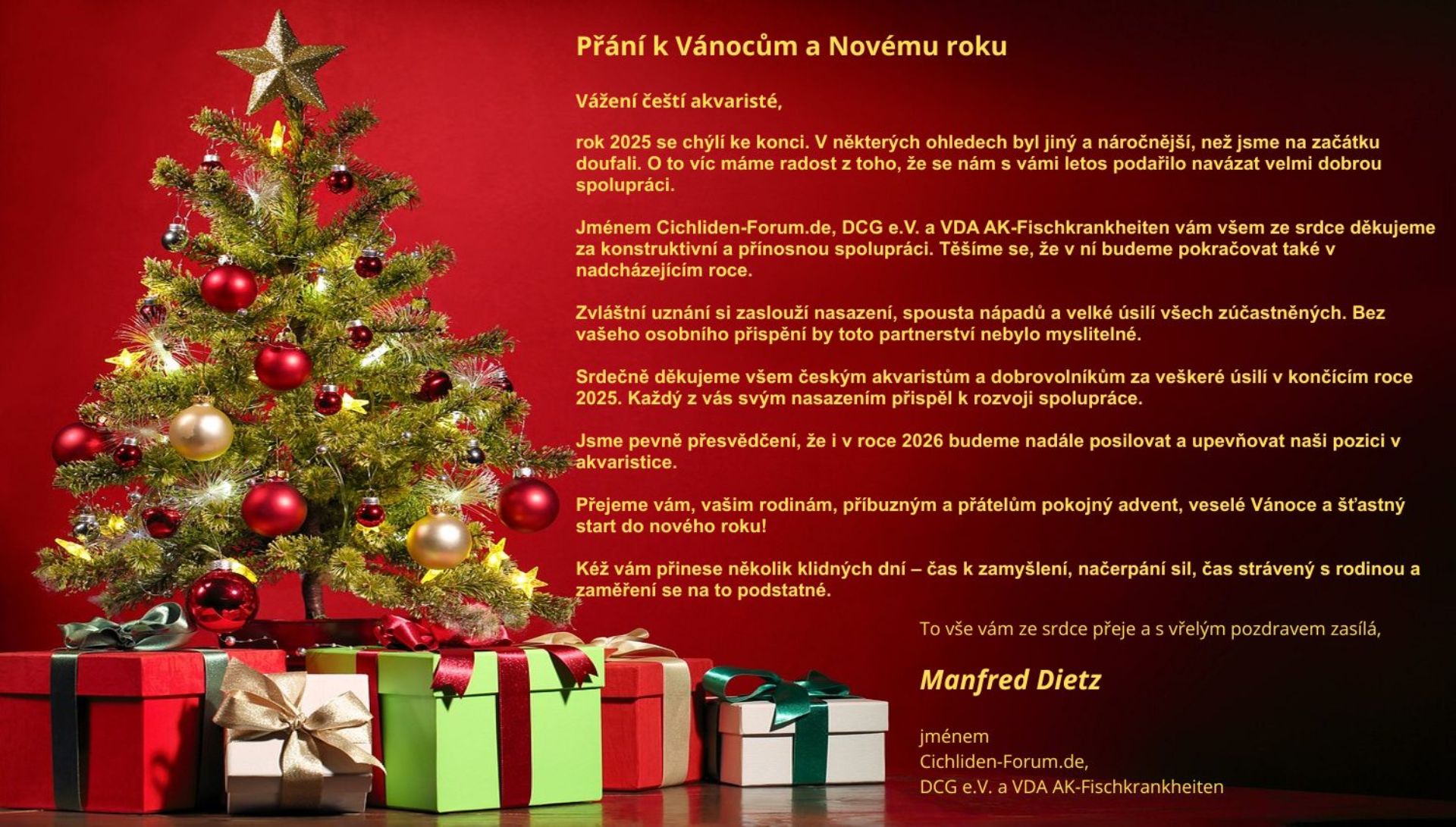 DCG und Cichliden-Forum.de wünschen eine schöne Weihnacht und einen guten Rutsch ins neue Jahr!