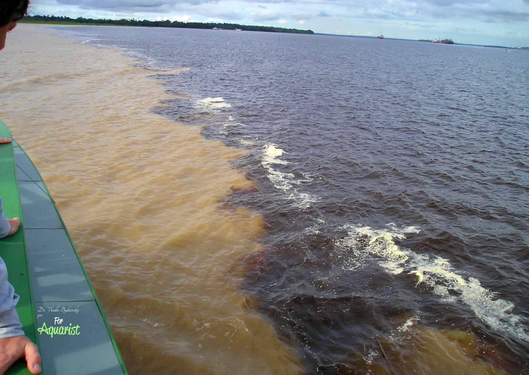 Ostra granica czarnej i białej wody połączeń rzek u Manaus ciągnie się całe 7 km.