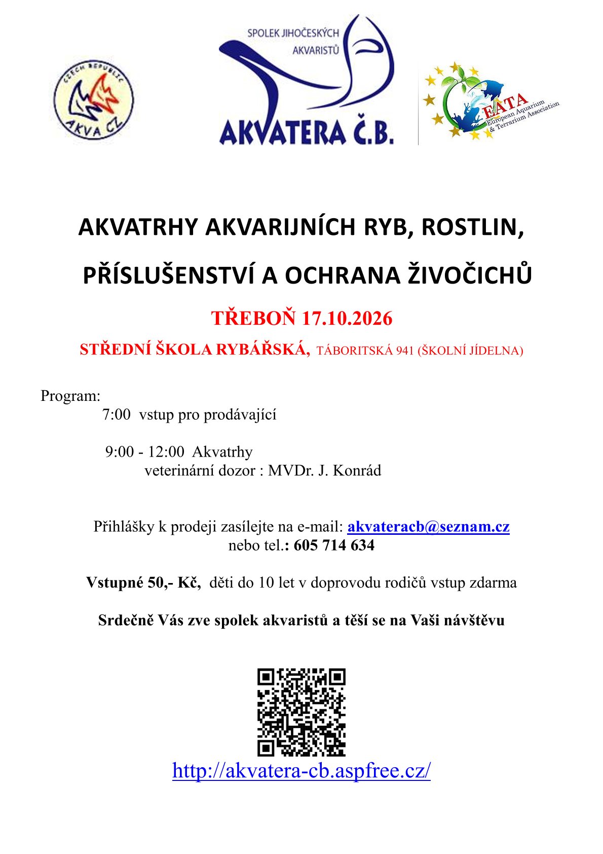 Pozvánka: Akvatrhy v Třeboni (17. 10. 2026)